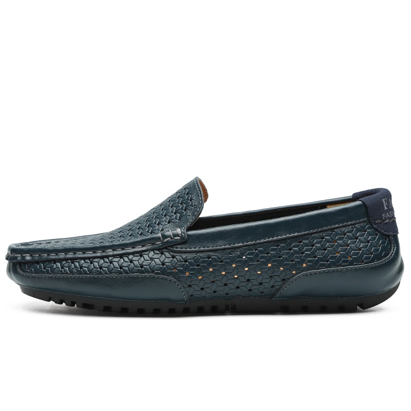 mocassino in pelle blu