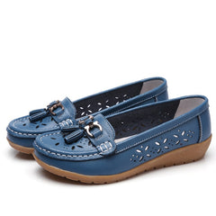 Mocassini estivi traforati per donna, Blu