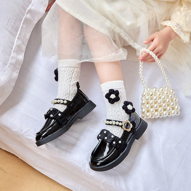 Mocassini in similpelle e perle per bambina