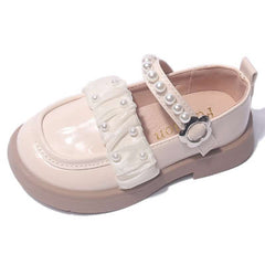 Mocassini in similpelle e perle per bambina, Bianco