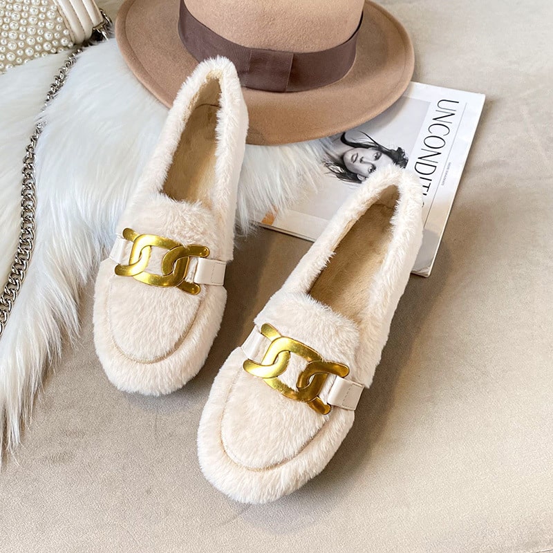 mocassino bianco da donna con catena