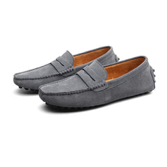 Mocassini morbidi in camoscio da uomo, Grigio