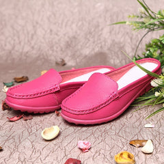 Mules mocassini morbidi in pelle sintetica, Rosa