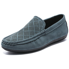 Mocassini in camoscio sintetico con design originale per uomo, Blu