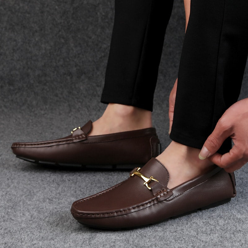 mocassino in pelle marrone per uomo