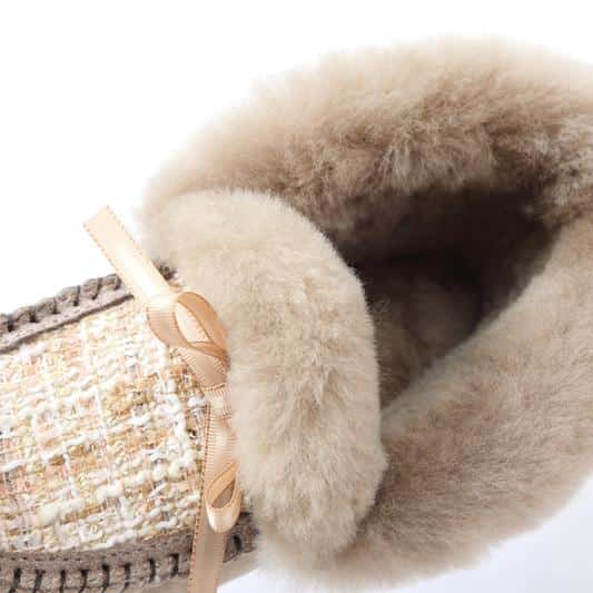 Mocassini indiani in camoscio foderato e tomaia in tweed