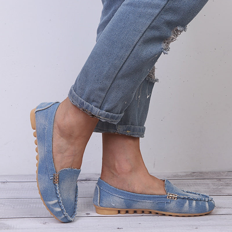 Mocassini morbidi casual in jeans slavato
