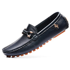 Mocassini morbidi trendy in pelle sintetica per uomo, Blu Marino