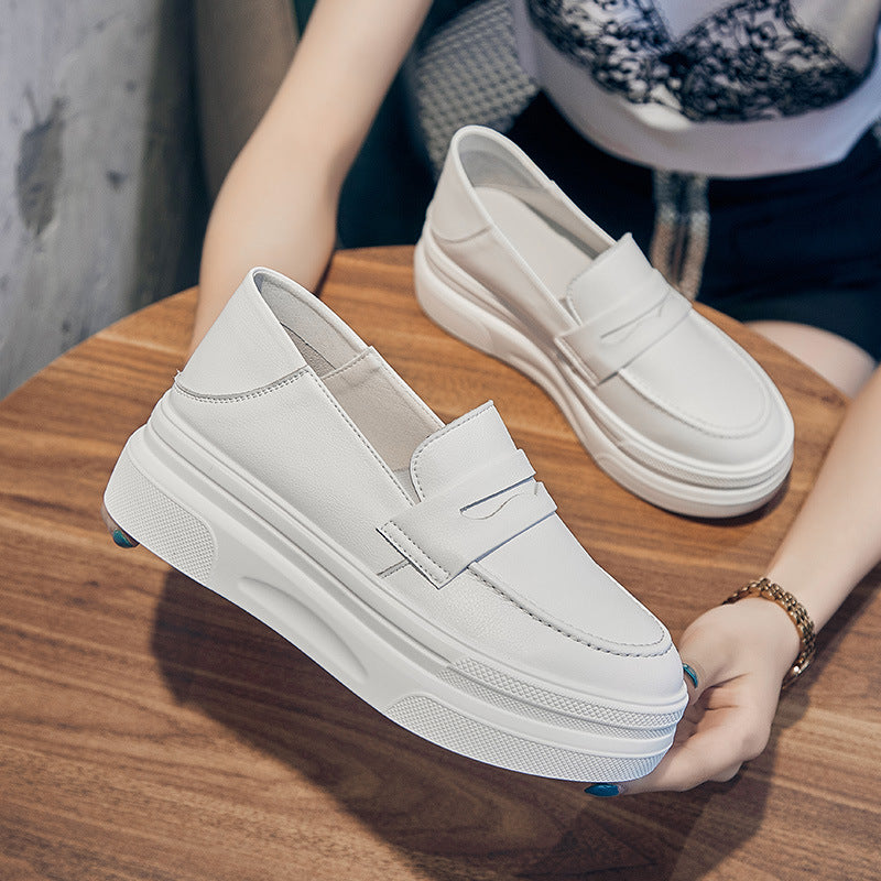 Mocassini bianchi con platform per donna