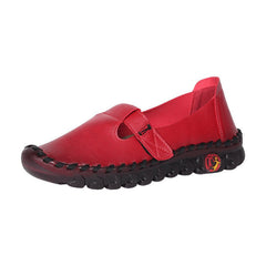Mocassini ortopedici in pelle sintetica stile ballerina per donna, Rosso
