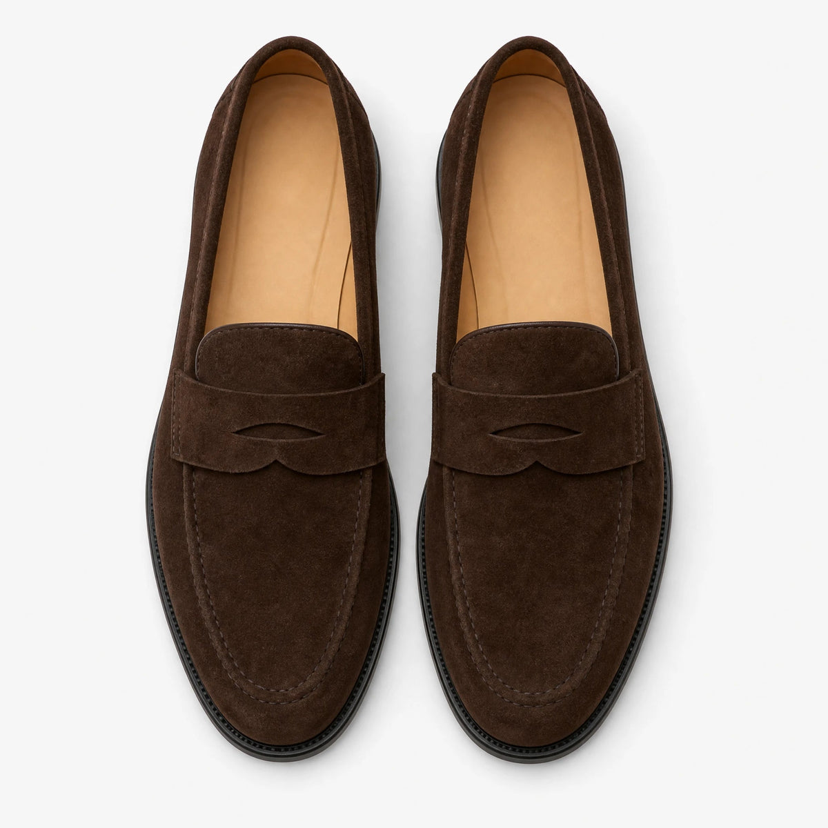 Mocassini penny uomo in camoscio marrone