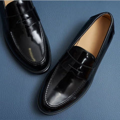 Mocassini penny uomo in camoscio marrone, Nero