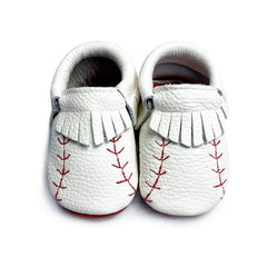 Mocassini con design baseball per neonato, Bianco