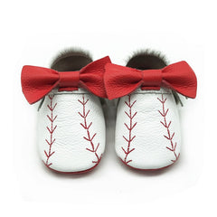 Mocassini con design baseball per neonato, Rosso