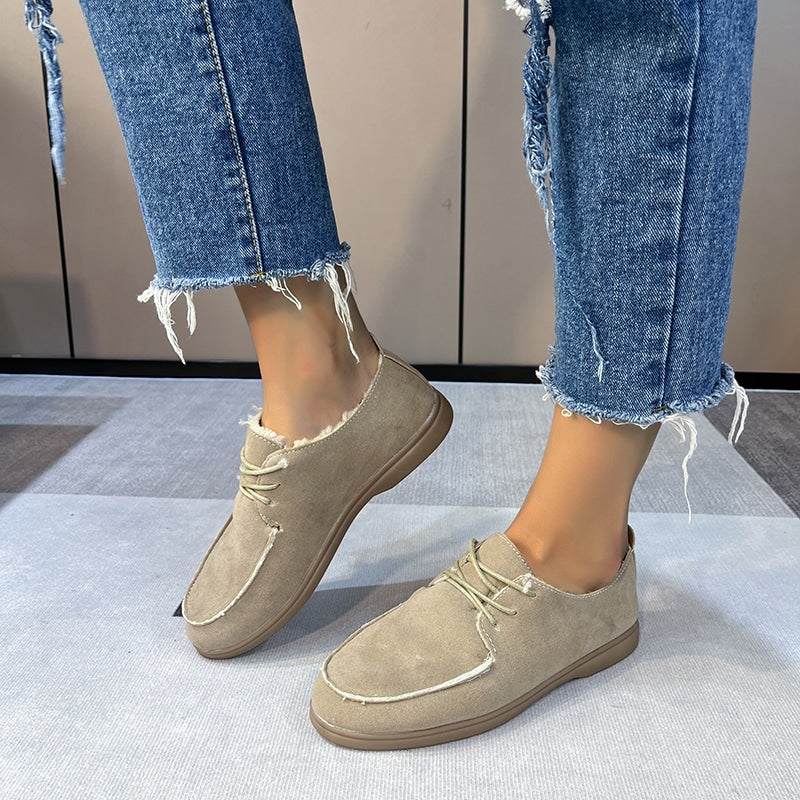 mocassino piatto stringato da donna grigio