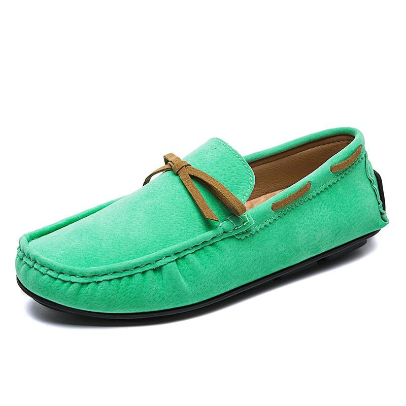 Mocassini da barca slip-on effetto scamosciato colorati da uomo