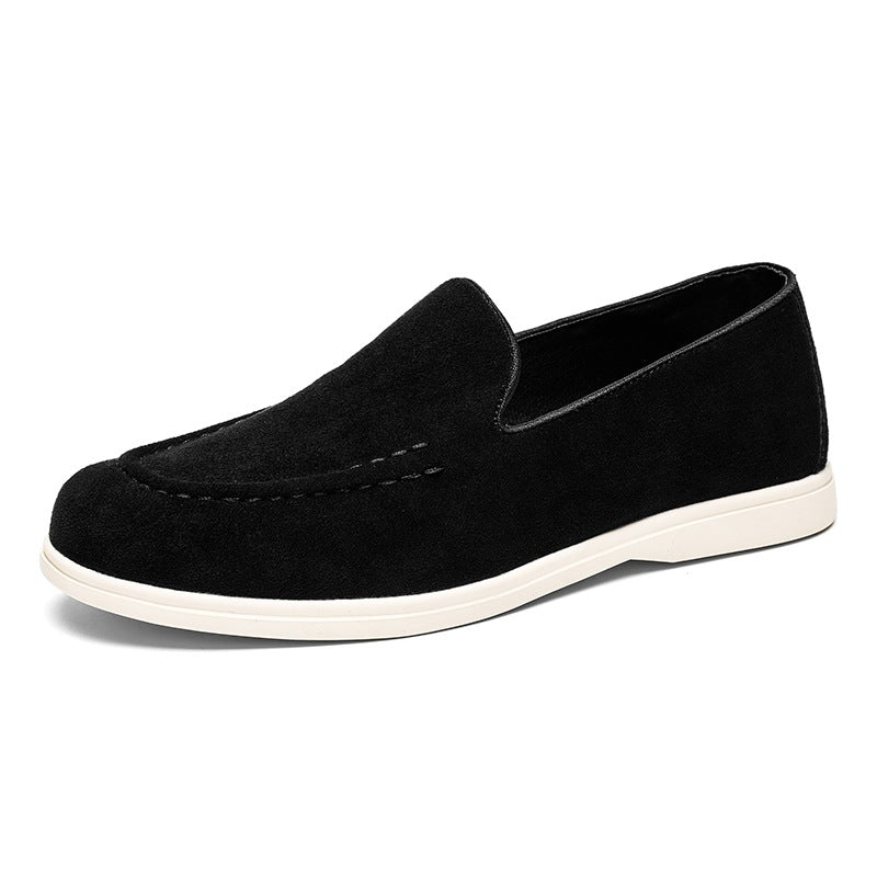 Mocassini slip-on uomo con suola bianca minimal, colore beige, vista 5