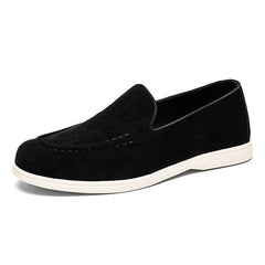 Mocassini slip-on uomo con suola bianca minimal, Nero