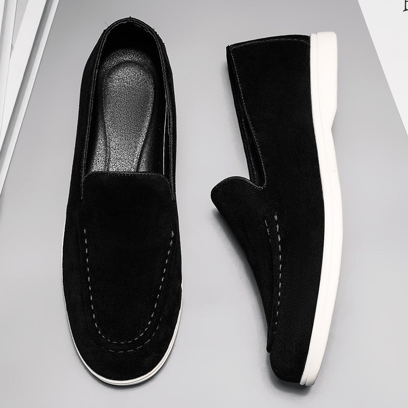 Mocassini slip-on uomo con suola bianca minimal, colore beige, vista 9