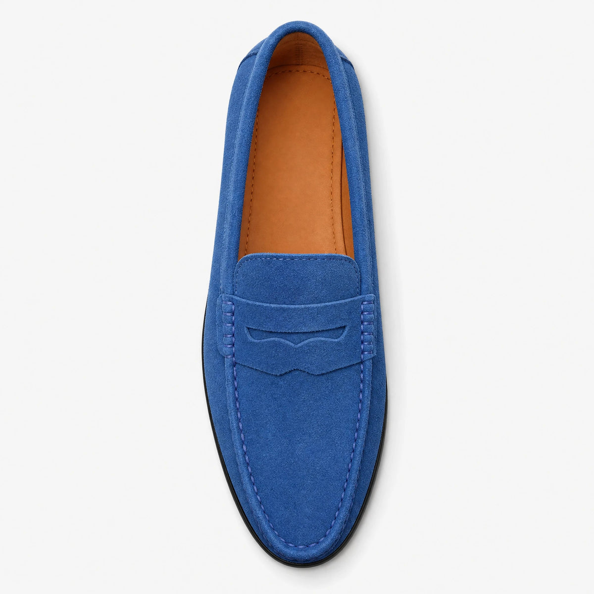 Mocassini uomo blu in camoscio con suola tassellata