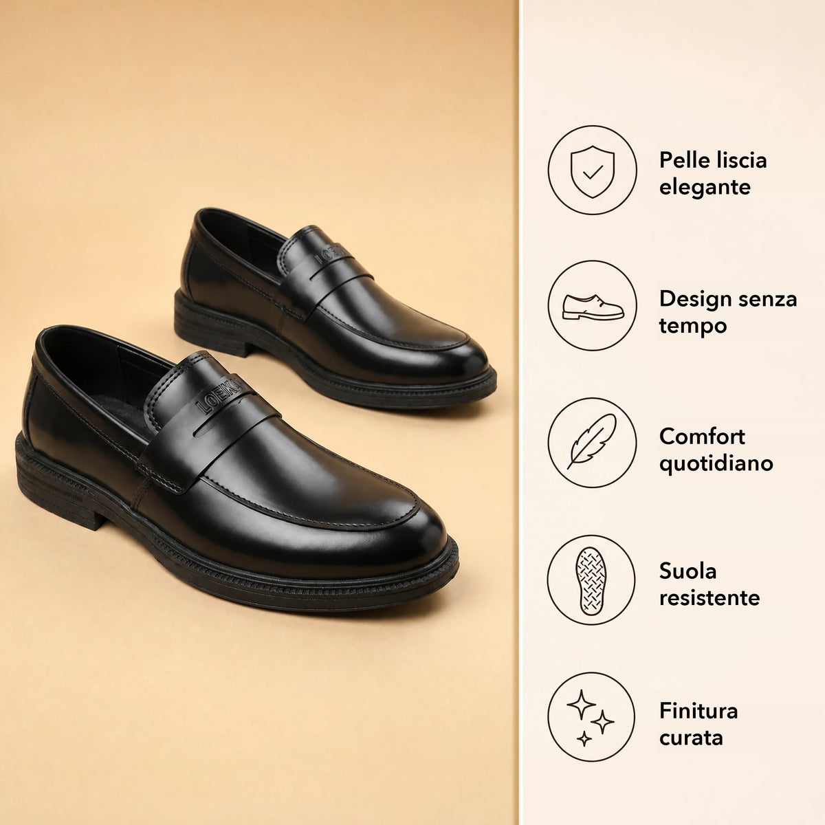 Mocassini Uomo Business con Suola Spessa Nero, vantaggi del prodotto