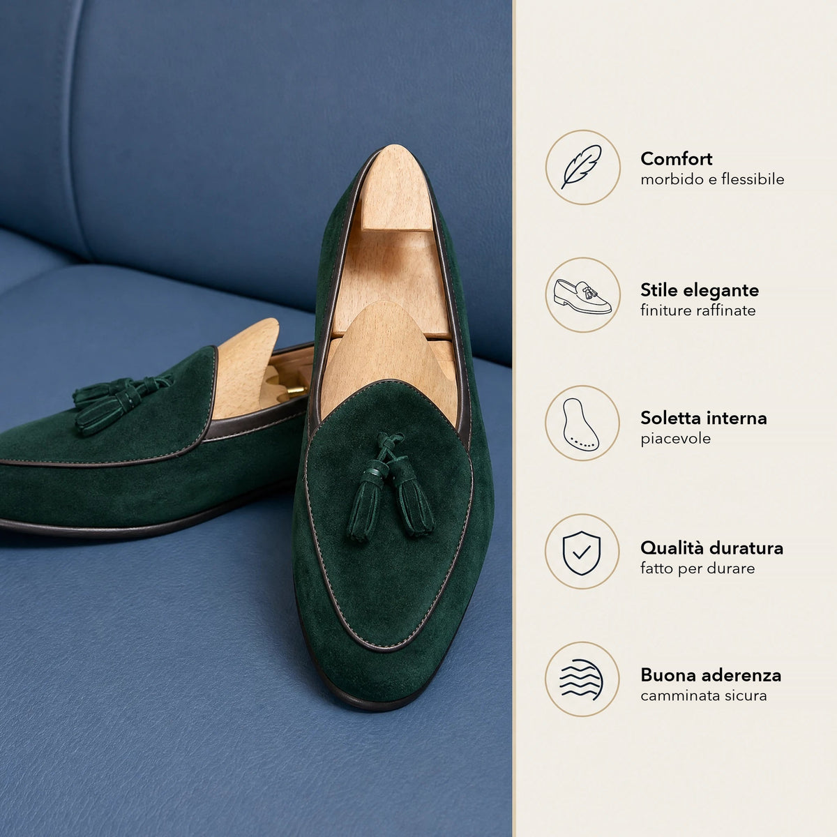 Mocassini con nappine in camoscio marrone scuro