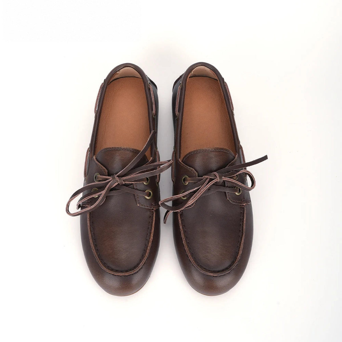 Mocassino stile barca donna beige, vista di tre quarti