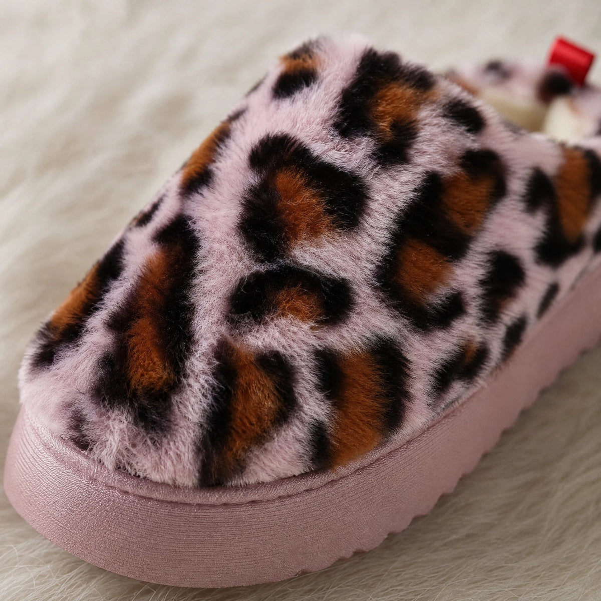 Mocassino ciabatta foderata leopardata con platform da donna - foto 2 Immagine