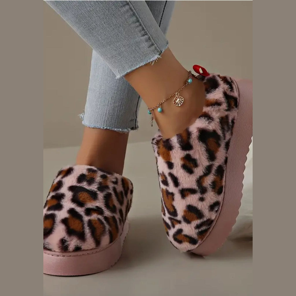 Mocassino ciabatta foderata leopardata con platform da donna - foto 6