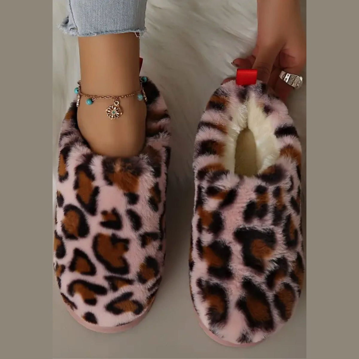 Mocassino ciabatta foderata leopardata con platform da donna - foto 7