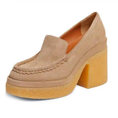 Mocassini classici in camoscio sintetico per donna, Beige