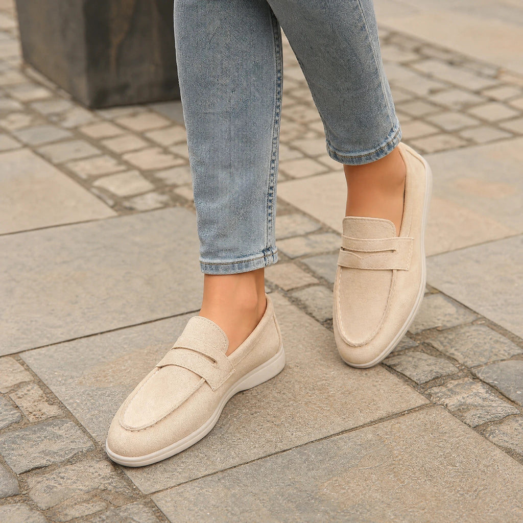 Mocassino con cinturino donna color cammello