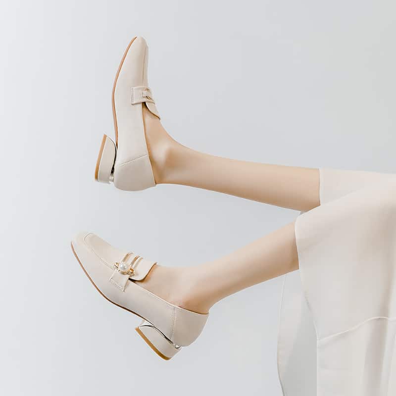 mocassino bianco con tacco