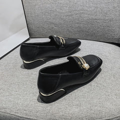 Mocassino con tacco quadrato elegante, Nero