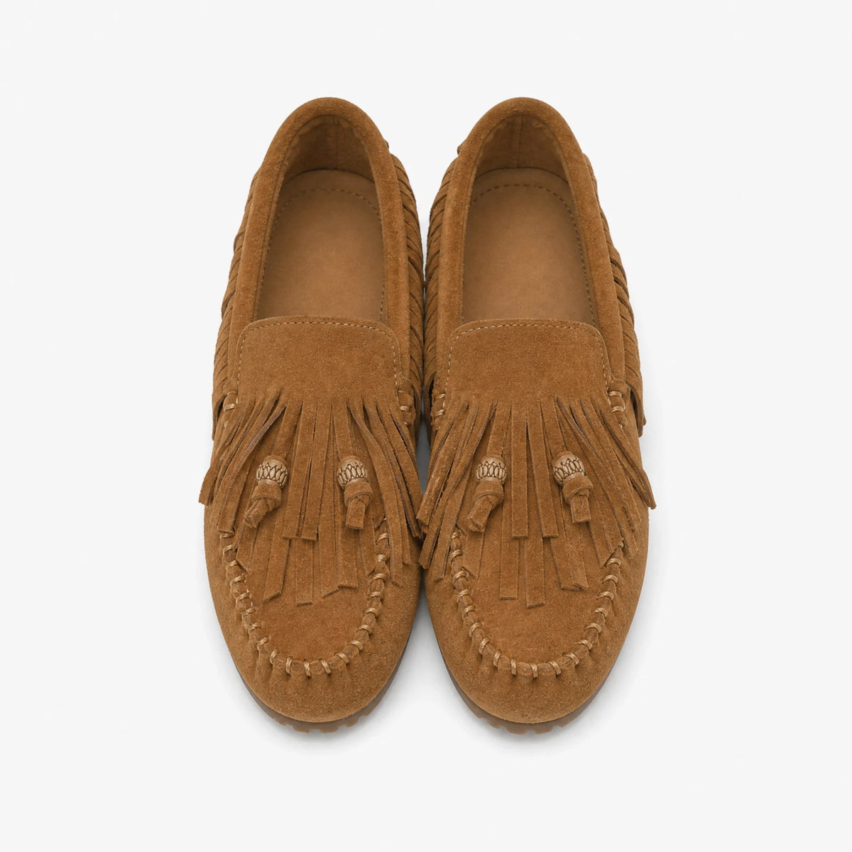 Mocassino con frange effetto camoscio donna