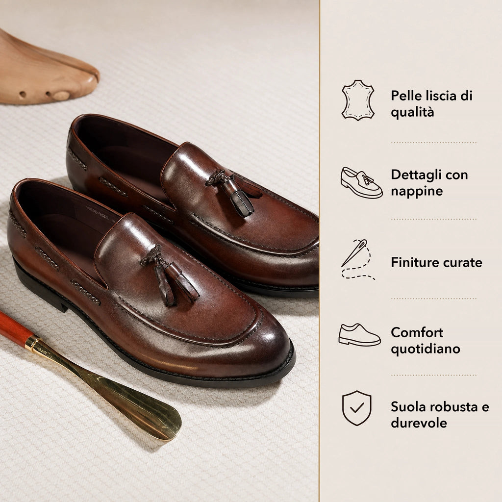 Mocassino con nappine uomo con pampille decorative, dettaglio 5
