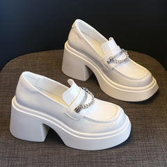 Mocassino con tacco 8cm da donna, Bianco