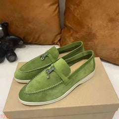 Mocassino in camoscio scamosciato britannico da donna, Verde