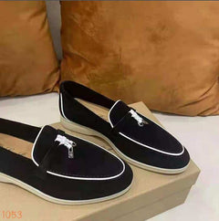 Mocassino in camoscio scamosciato britannico da donna, Nero