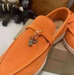 Mocassino in camoscio scamosciato britannico da donna, Arancione