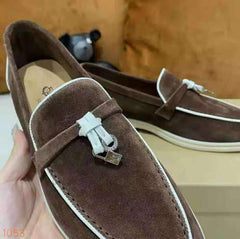 Mocassino in camoscio scamosciato britannico da donna, Marrone