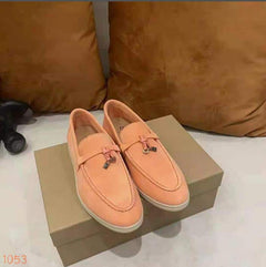 Mocassino in camoscio scamosciato britannico da donna, Rosa