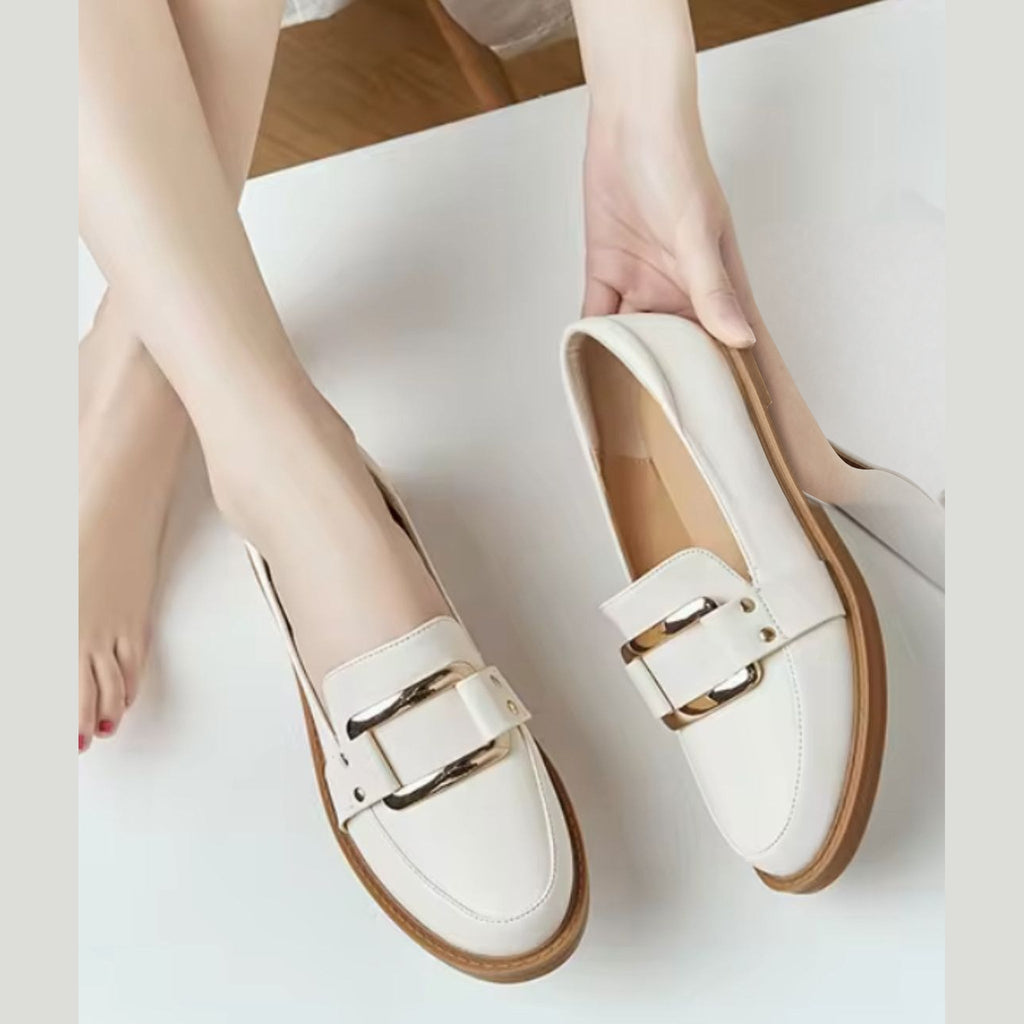 Mocassino donna beige, paio completo