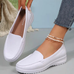 Mocassino da donna comfort con suola morbida e leggera, Bianco