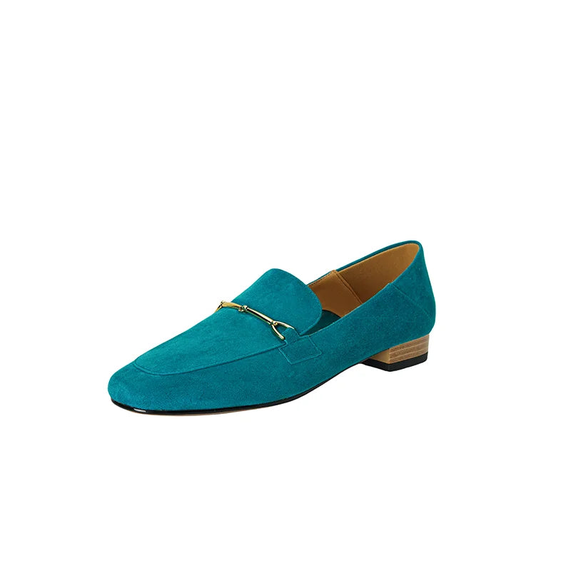 Mocassino donna nero con fibbia dorata