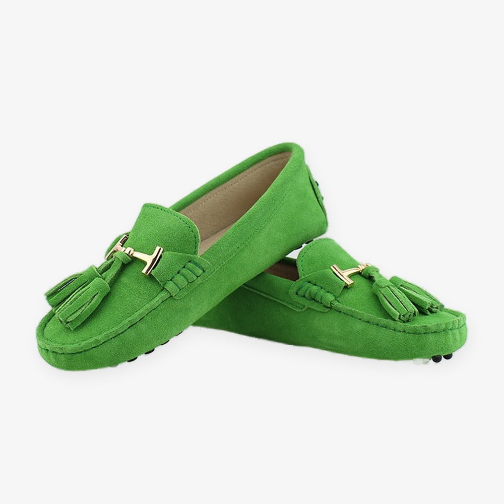 Mocassino donna con nappina e morsetto dorato, dettaglio 22