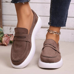 Mocassino donna con suola spessa bianca e fascia, Talpa