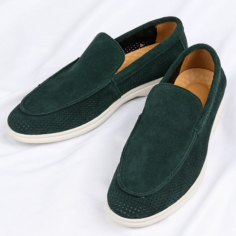 Mocassino forato uomo slip-on nero, beige o verde, colore beige, vista 10