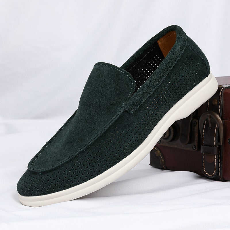 Mocassino forato uomo slip-on nero, beige o verde, colore nero, vista 11