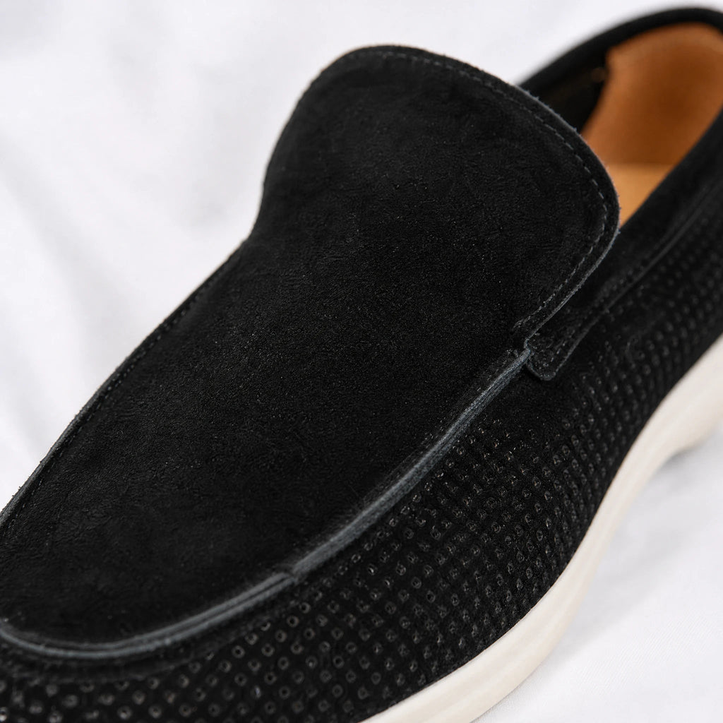 Mocassino forato uomo slip-on nero, beige o verde, colore nero